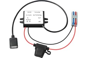 MZHOU DC 12V/24V/36V/48V Converter 5V 3A Max 15W USB A Voltage Regulator, DC 10V-60V to USB-A female Buck Module Step-down Transformer with Fuse for Monitor, Stereo System.