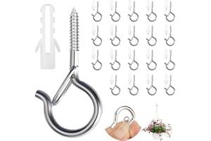 JINSION 20 Pezzi Ganci Avvitabili Ganci Q-Hanger, Ganci a Vite per Legno, Occhielli a Vite, Gancio Avvitabile, Ganci a Soffitto a Vite in Metallo per Campanelle Lanterne Catene Luminose Decorazioni Natalizie