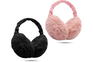KQueenStar Direct Ear Muffs Women - 1/2 Piece Winter Earmuffs Adjustable Faux Fur Ear Warmer Soft Warm Windproof Plush Earmuffs Foldable For Men/Girl Thanksgiving