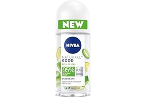 NIVEA NATURALLY GOOD Déodorant Femme Aloe Vera Bio Bille 50 ml, déodorant avec 95% d’ingrédients d’origine naturelle, roll-on fraîcheur 24h
