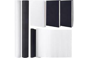 CRASPIRE 51 x 11.8 2 Rollos de Tela de Lino para Libros Color Blanco Y Negro para Encuadernación A4-A8 Superficie de Tela Cubierta para Libros con Respaldo de Papel Álbum Recortes Archivo Protector