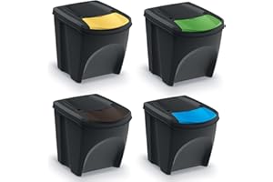 Keden Sortibox Juego de Cubos de Reciclaje Apilables (4, 25L)