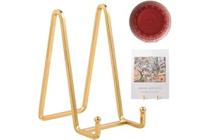 DIDUDIDU Plate Holder Easel Display Stand - 6 inch Metal Plate Stands for Display - Tabletop Picture Stand - Gold Iron Easels for Display Pictures | Photo Frames | Book | Decorative Plates | Plaque - 2 Pack