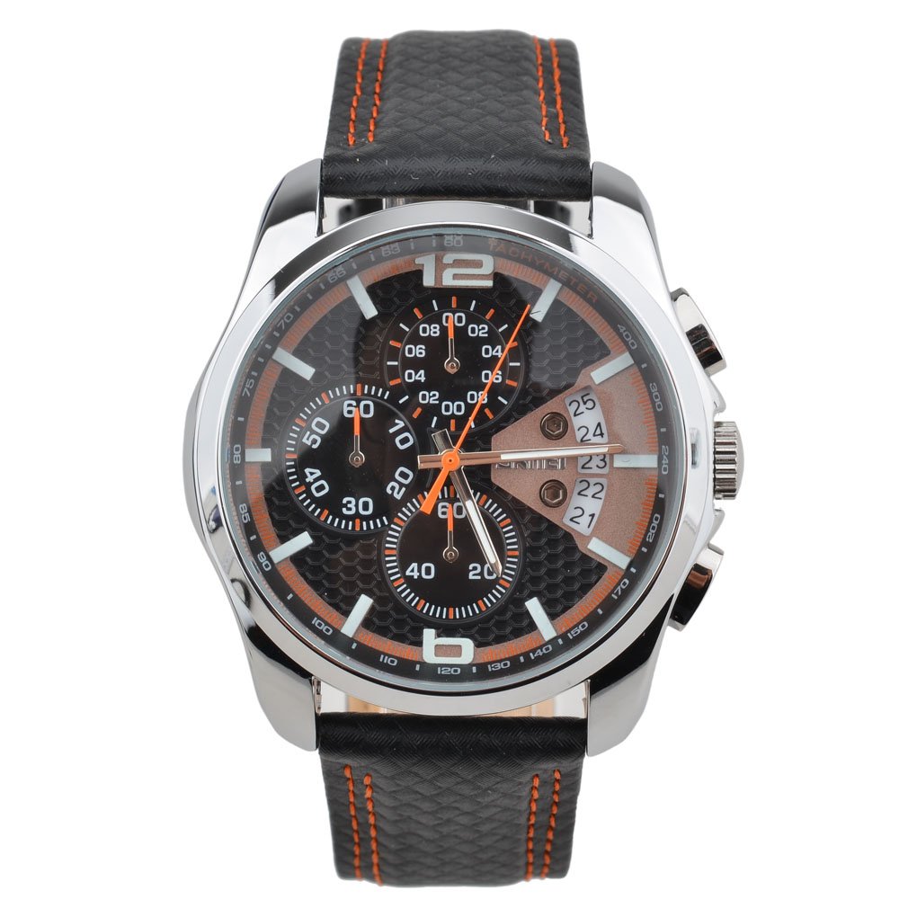 Oumosi-Quarzuhr-fr-Herren-Chronograph-Lederarmband-lssiger-Stil