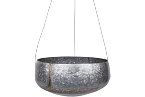 Creative Co-op Metal Hanging Planter, Grey and Gold, 11.25" Round