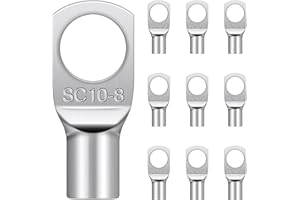 10 Pièces Cosses Tubulaires 10mm² M8, Hanibos Cosses Electriques Ronde à Œillet en Cuivre Étamé Cosse à Sertir 10mm², Cosses Annulaires 10mm²