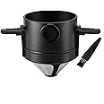 Pour Over Coffee Maker 1-2 Cup, Reusable Cone Coffee Dripper Filter, Stainless Steel Reusable Coffee Filters Coffee Maker with Cleaning Brush for Home Office Travel