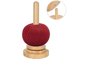 HOMIRTY Yarn Holder for Crochet, Wooden Yarn Ball Holder Stand, Yarn Holder Dispenser, Rotating Yarn Holder, Spinning Yarn Holder for Knitting, Prevent Yarn Entanglement, for Knitting Lovers Supplies