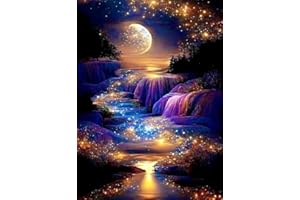 YUFENGLIYE Kit per diamond painting 5D completo fai da te con strass, kit per pittura a diamante, per bambini, adulti, casa, ufficio, decorazione da parete, 30 x 40 cm (luna viola)