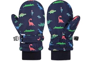 QKURT Guanti da Sci per Bambini, Guanti da neve Invernali Impermeabili, Snowboard e Pattinaggio Antivento, Caldi Foderati in Pile per Bambini e Bambine di 0-8 Anni