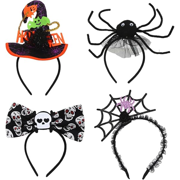 Lot De 6 Bandeaux Halloween Pour Halloween Boppers Halloween Cheveux Créoles Citrouille Cerceau De Sorcière, Chapeau D'araignée, Chapeau De Fête Pour