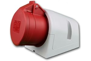 PC-ELECTRIC PCE CEE-Wandsteckdose 16A 5-polig 6h 400V IP44 rot I Aufputz-Steckdose aus PA6 mit Schraubklemmen I Industrie-Wanddose für Werkstatt & Baustelle