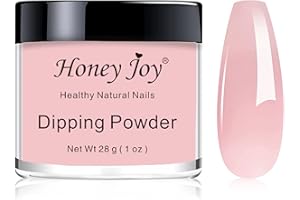 HONEY JOY 28g/Box Fine Dipping Powder French Manicure Foundation Colors Pink and White Dip Powder Nails,No UV Led Cure,1oz per box,Clear Pink…