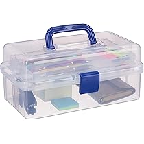 Scatola Organizer Trasparente Relaxdays 9 Scomparti | Portautensili Con Maniglia | 14,5x33x19 Cm - Foto 3