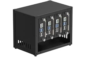 UCTRONICS Upgraded Complete Enclosure for Raspberry Pi Cluster, Compatible with Pi 5, 4B, 3B+/3B, and Other B Models, House Up to 4×2.5" SSD, Support PoE/PoE+ HAT and Switch, 2 Cooling Fans