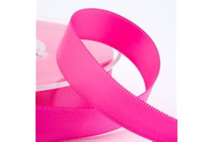 Italian Options Satin Ribbon, Fabric Ribbons for Gift Wrapping, Crafting, Balloons, Wedding Car, Presents, Cake, Christmas, Birthday, Gift Wrap Accessories, 10mm Wide x 25 Metre Roll, Hot Pink