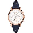 Bracelet Montre Fossil 18mm Cuir Marron - Sangle Originale ES-3625 Pour Montres Fossil - Style Classique