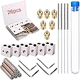 RUNCCI-YUN 6 Pieces 30 mm Length Extruder 1.75 mm Teflon Throat Tube and 6 Pieces 0.4 mm Brass Extruder Nozzle Print Heads an