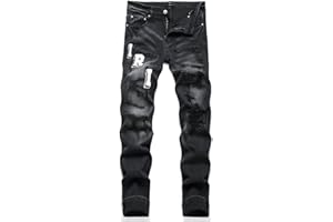 AJTREDYTSLKE Jeans da Lavoro da Uomo Comfort Stretch Denim Gamba Dritta Jeans Relaxed Fit da Uomo