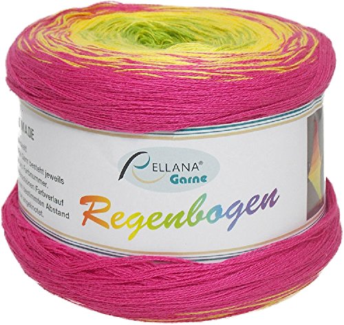 Rellana Regenbogen Bobbel - 200 g Farbverlaufswolle ideal für Tücher 21 pink-gelb-grün