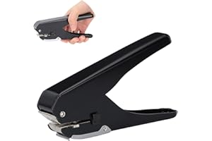 Pssopp Perforadora de Metal para Documentos, Capacidad de 10 Hojas, con Ranura para Tarjetas de Identificación, para Oficina, Casa y Escuela