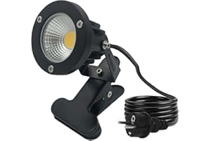 Monsing 7W LED Strahler weiß 6000K mit Clip 2m Kabel mit Stecker Led Garten Beleuchtung Gartenleuchte Gartenstrahler Rasenstrahler IP65 Wasserdicht für Outdoor Hof Rasen (Kaltweiß)