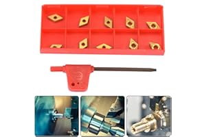 OUTBIT Hoja de inserto de carburo - 10 piezas DCMT070204 US735 DCMT21.51 Herramienta de torneado de torno de hoja de inserto de carburo recubierto de CNC con llave