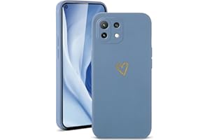 Vauki Funda para Xiaomi 11 Lite 5G NE/Mi 11 Lite 4G/5G Silicona Suave Corazón Dorado Dibujos Carcasa para Xiaomi 11 Lite, Ultra Fina Antigolpes Protector Camara Case para Mujeres Gris