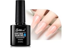 Gelike ec Colla per Unghie Finte 6 in 1, Base Coat Semipermanente Unghie, Nail Glue per Tip UV en Gel Resina Extra Forten 8ml, Albicocca Chiaro