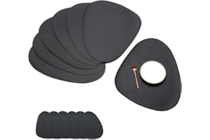 JJ JUJIN Set di 6 Rotondo Tovagliette Americana Non-scivolose Lavabile in PVC Resistente al Calore Tovaglietta per Tavolo da Pranzo 38cm Nero