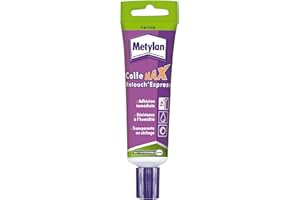METYLAN Colle Max Retouch'Express, colle pour raccords papiers peints, colle frise, sticker et galons- Tube 60g