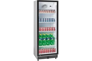 A&S Polarny Flaschenkühlschrank 360 Liter Weiß Getränkekühlschrank Kühlschrank groß Kühlschrank mit Glastür abschließbar 5 verstellbare Roste umweltfreundliche Kühltechnologie