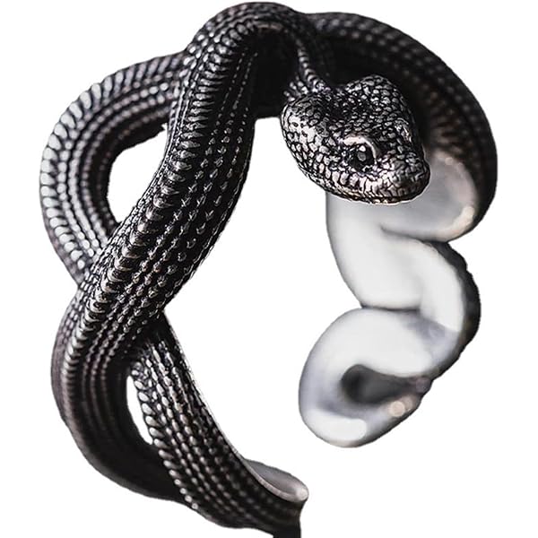 RoseJeopal Anello A Serpente Aperto Regolabile Donna, Stile Gotico Con Zirconi Cubici Rosa E Neri, In Rame Ipoallergenico
