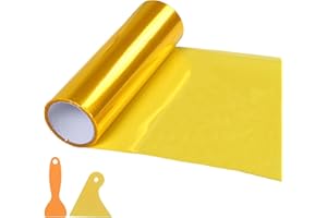 WEKUW Scheinwerfer Folie, 30x120CM Scheinwerfer Tönungsfolie Rückleuchten Folie PVC Autofolie Selbstklebend Scheinwerfers Tönungsfolie Wasserdicht Auto Scheinwerfers Folies, für Autos, Motorräder (Gold)