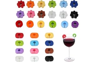 FADRUN 30Pcs Silicona Marcadores de Copas, Identificador de Vasos Marcador , Marcador Copa Reutilizables para Varias Tazas, Suministros Decorativos, fiestas de bar, vidrio