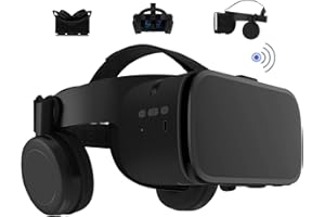 LONGLU VR Brille Headset für iPhone und Android-Telefone, kabellose 3D-Virtual-Reality-Bluetooth-Brille mit Fernbedienung zum Spielen von Filmen, 4,7-6,2-Zoll-Telefon (Schwarz)