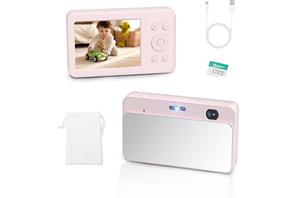 MUTRAIN Appareil Photo numérique Ouvert avec Miroir, Pratique de la Photographie 1080p, Rose, X10, 32G…