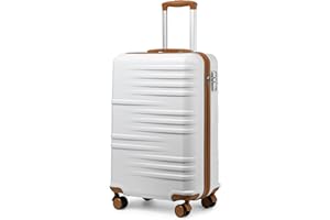 British Traveller Maleta de Cabina Maleta de Viaje Rígida Equipaje de Mano ABS+PC Ligera con Cerradura TSA (20 Pulgadas, Blanco)