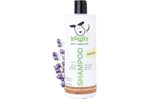 ROQSY Natur-Hundeshampoo 500ml – Vegan, Bio – Hundeshampoo für große Hunde, Langhaar, Sensible Haut, gegen Geruch und für EIN sauberes, glänzendes Fell - auch weißes Fell