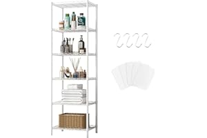 Solerconm Étagère de Rangement en Métal，Rangement à 6 Niveaux Meuble，Meuble de Rangement，Étagère de Cuisine，Salle de Bain，pour Cuisine,Salon,Balcon, Placard, Garde-Mange,Garage（Blanc 42 * 30 * 160cm）
