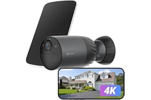 EZVIZ BC1c 4K Telecamera Wi-Fi Esterno Senza Fili con Pannello Solare, Batteria 10400mAh, Rilevamento Umano/Veicoli, Audio Bidirezionale, Visione Notturna a Colori, Modalità Video Sempre Attiva, IP65