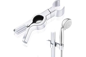 HOSSOM Uchwyt na słuchawkę prysznicową, regulowany uchwyt słuchawki, 18-25 mm, obracany o 45°, metalowy uchwyt prysznicowy do słuchawki prysznicowej lub głowicy prysznicowej do łazienki, bez wiercenia, chromowany uchwyt prysznicowy