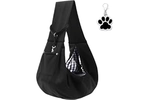 GENERIC DAVBNM Dog Sling, Hands-free Puppy Carrier, Black Shoulder Strap Puppy Sling, Dog Carrier Sling with Pet Tag, Hand-Free Pet Sling Carrier Small Dog Sling for Small & Medium Outdoor Walking Travel