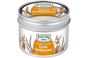 ‎FUCHS Fuchs Gewürze – Echter Vanillezucker, Rohrzucker mit Bourbon Vanille zum vielseitigen Würzen von Pfannkuchen, Porridge, Kuchen und Joghurt, vegan, 3 x 70 g