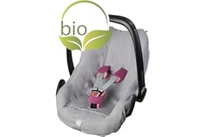 ByBoom - Sommerbezug, Schonbezug für Babyschale aus 100% BIO-Baumwolle, Universal für z.B. Maxi-Cosi, CabrioFix, Pebble, City SPS, Farbe:Grau