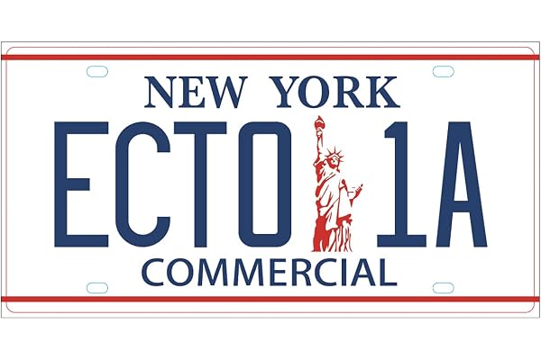 OPO 10 - Réplique de la Plaque d'immatriculation en métal de la Voiture ECTO 1 Compatible avec Cadillac 1959 Blanche du Film Ghostbusters (57)