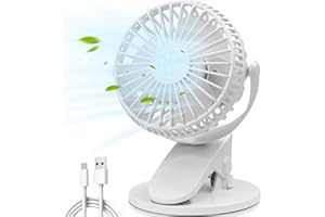 COZII Mini Ventilator mit Clip, USB Ventilator Klein Tischventilator mit Akku, 3 Geschwindigkeiten Einstellbare, 720° Drehung Leise Fan für Büro Schlafzimmer Schlafsaal Kinderwagen