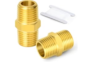 ERGAOBOY 2 pièces 1/4" x 1/4" Laiton BSP Mâle Hex Mamelon Raccord, Mâle à Mâle Connecteur Droit