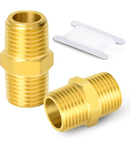 2 Raccords Laiton 1/4" G Mâle - Tête Hex Creuse, Pour Tuyauterie, Pression 2MPa, -50 à 120°C