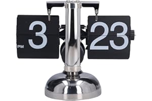 PLPLAAOO orologio meccanico automatico con rotazione della pagina Orologio a batteria Tempo preciso Orologio al quarzo alla moda unico Ornamento da tavolo Decorazioni per la, Orologio digitale a ribalta retrò,